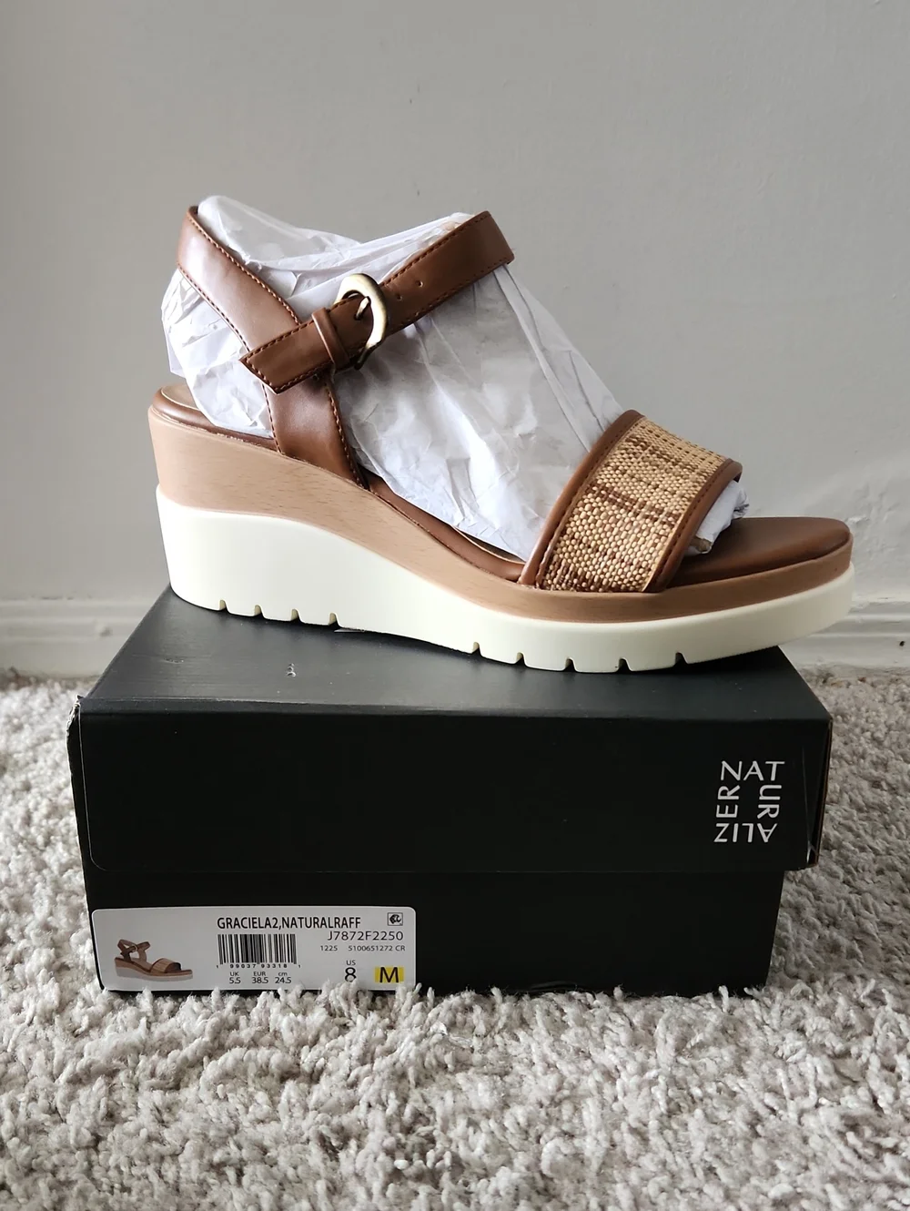 Naturalizer Graciela2 Wedge Sandal in Brown and Natural